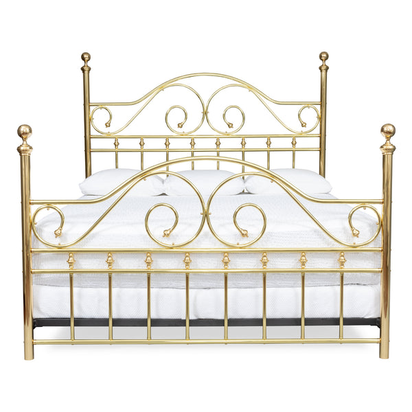 Swirls and Curls King Complete Bed, Lacquered Brass