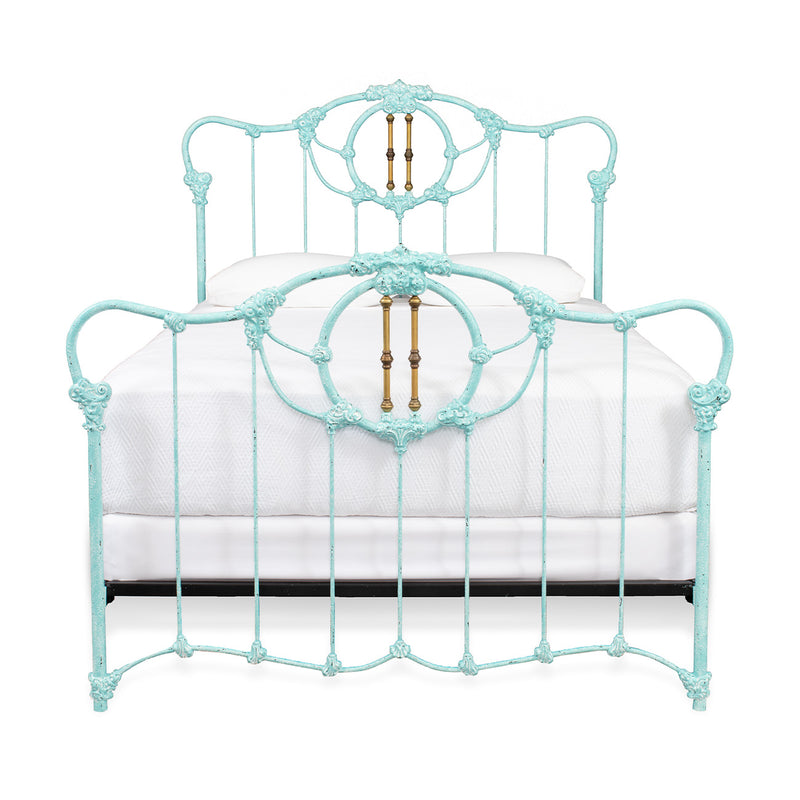 Meridian Complete in Turquoise Finish with Natural Brass Accents, Complete, Queen Frame