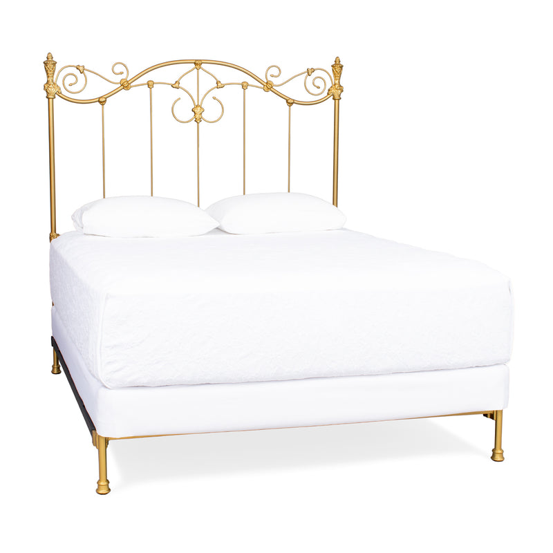 Estate Iron Bed in Gold Medal Finish, Hidden Foot, Queen Frame