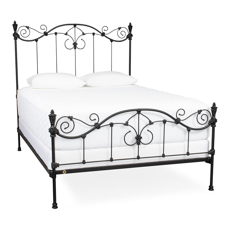 Estate Iron Bed in Flat Black Finish, Minifoot Queen Frame