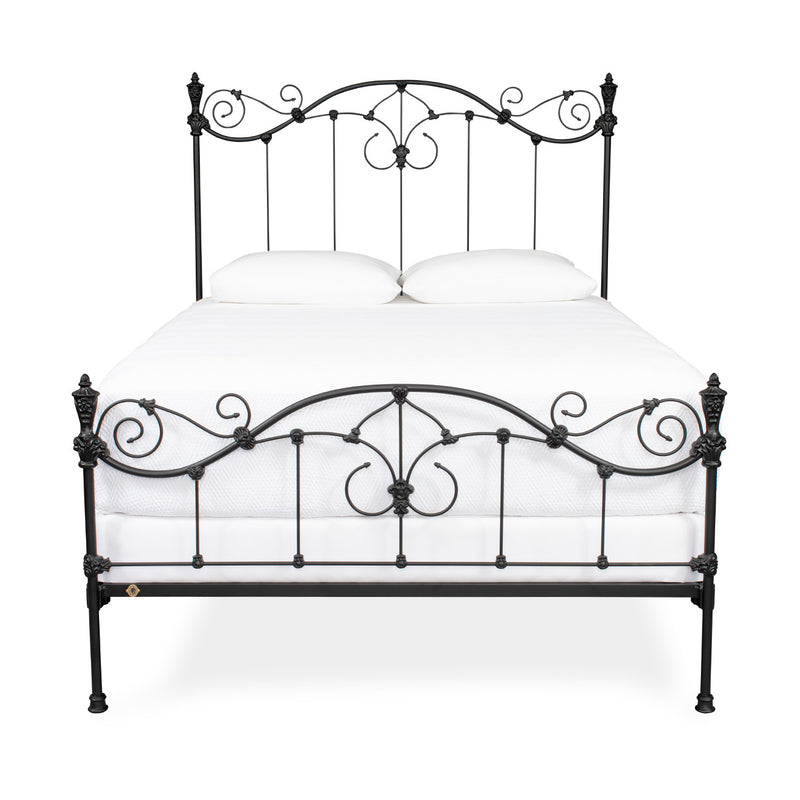 Estate Iron Bed in Flat Black Finish, Minifoot Queen Frame 