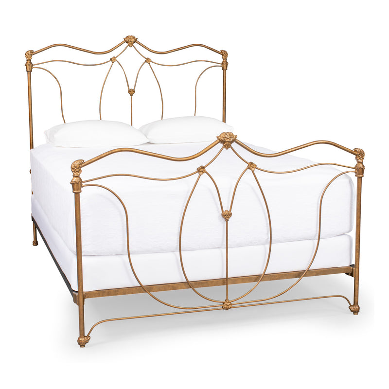 Victorian Iron Bed Complete, Vintage Gold Finish