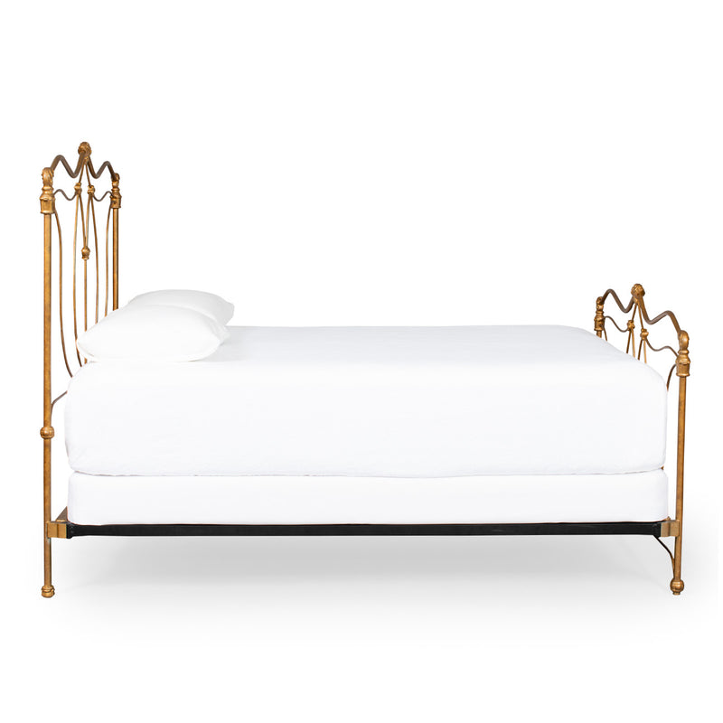 Victorian Iron Bed Complete, Vintage Gold Finish