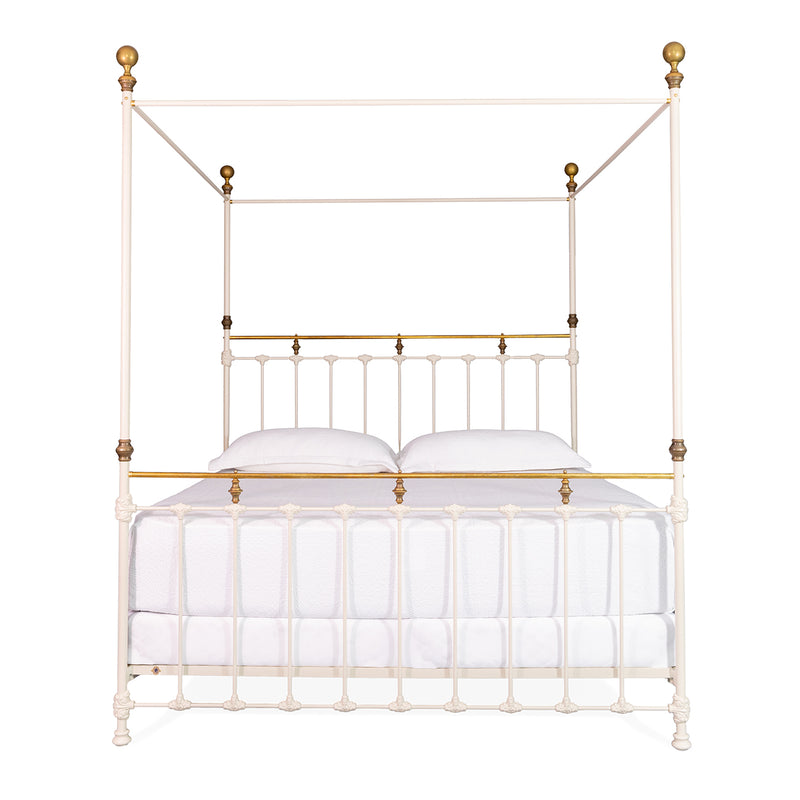 Excelsior Iron Canopy in French Vanilla with Natural Brass Accents, King Frame