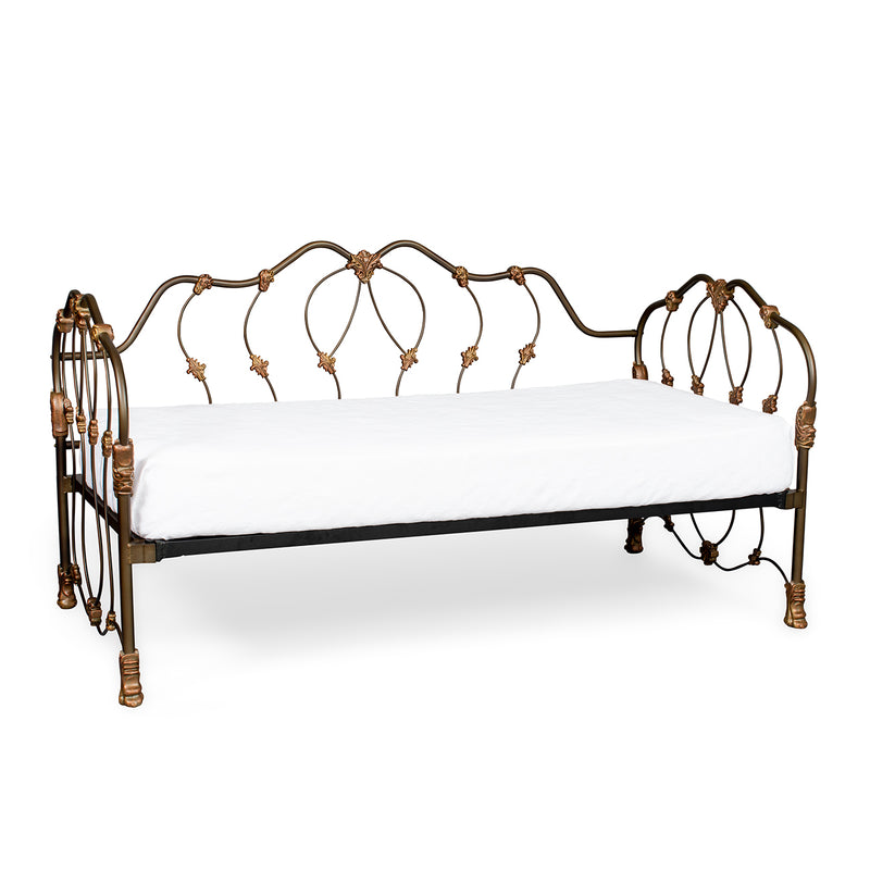 Midcentury Iron Daybed in Translucent Brown with Copper Distressed Finish