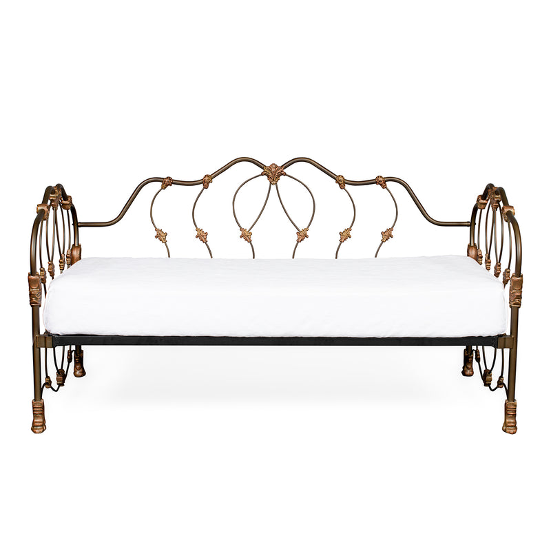 Midcentury Iron Daybed in Translucent Brown with Copper Distressed Finish