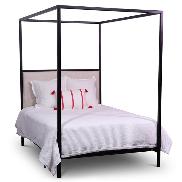 Modern Classic Queen Open Foot Canopy Bed in Gloss Black
