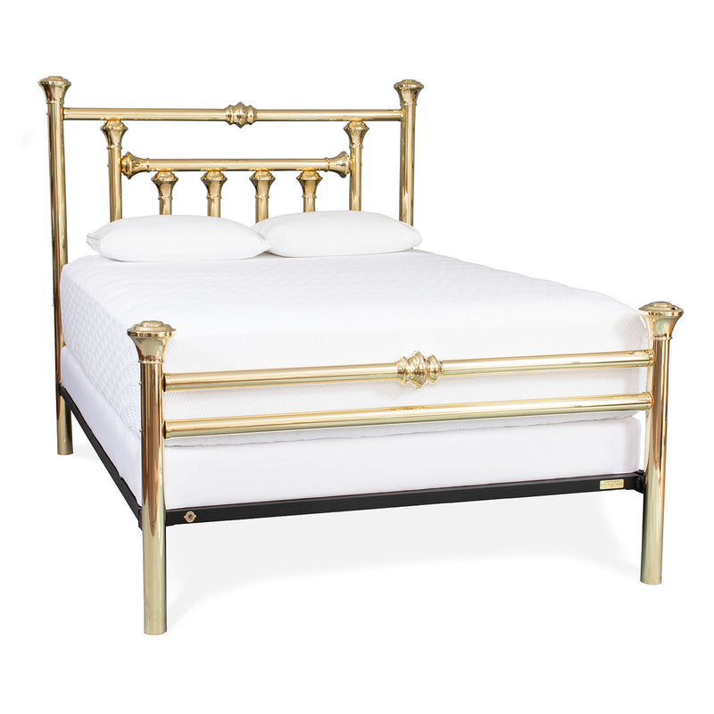 Centennial in Polished Brass Finish, Double Blanket Bar Queen Frame