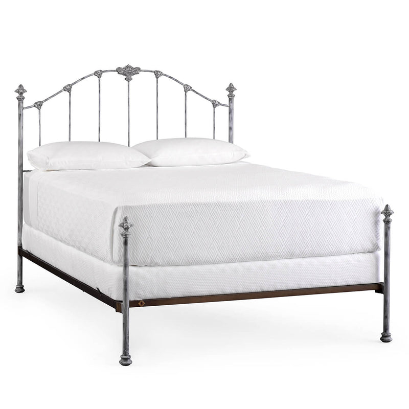 French Country Open Foot Iron Bed in Weathered Grey Finish, Queen Frame